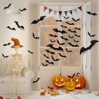 LUDILO bats wall decals — 3D PVC Halloween decorations for indoor and outdoor use