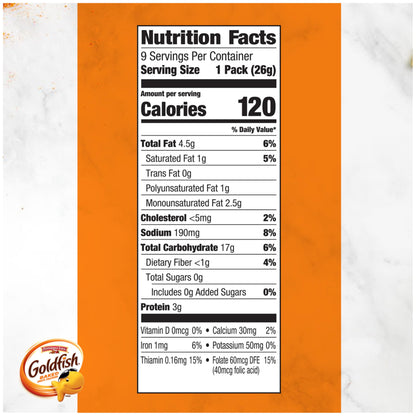 Pepperidge Farm Goldfish crackers multi-pack tray.