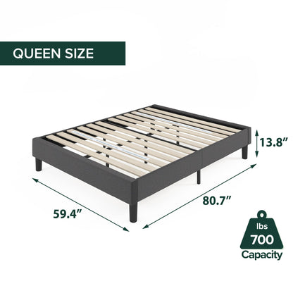 ZINUS Curtis bed frame — Upholstered design with wood slat support