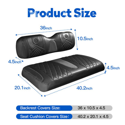 NOKINS golf cart seat covers — gradient diamond black and black design