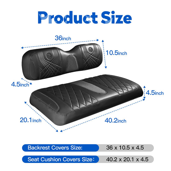 NOKINS golf cart seat covers — gradient diamond black and black design