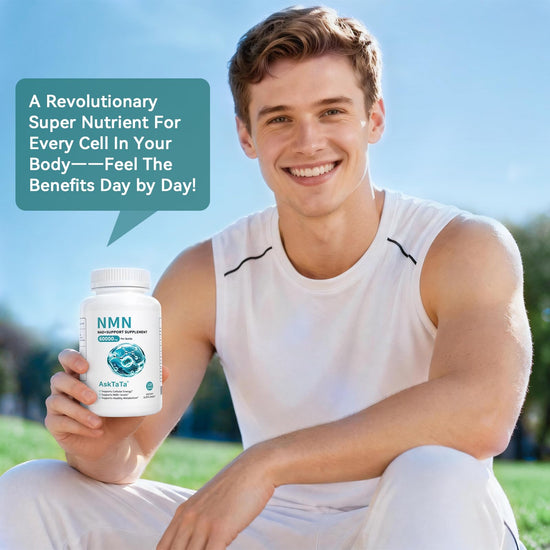 AskTaTa Pure NMN Supplement 60000mg, Supports Cellular Energy & NAD+ Balance, Daily Body Wellness & Immune Support, 120 Capsules, 60 Days Supply