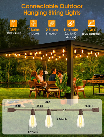 Larkvue string lights — waterproof and dimmable with retro Edison bulbs 2700K