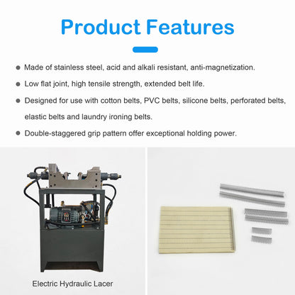 Mechanical belt — Stainless steel fasteners with 24 hooks, 200 strips per box