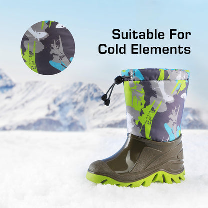 Boot — Waterproof camouflage snow boot with faux fur lining for kids