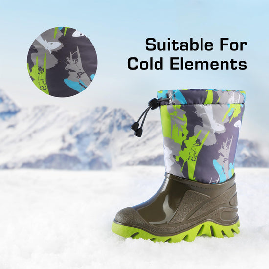 Boot — Waterproof camouflage snow boot with faux fur lining for kids