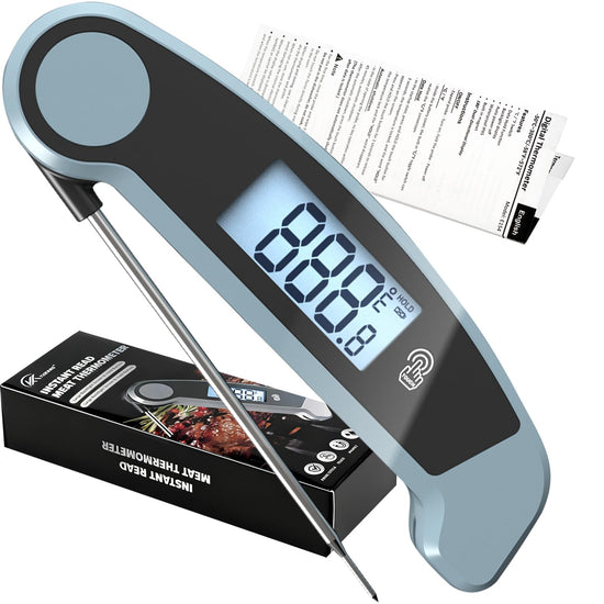 Meat Thermometer Digital Waterproof Instant Read Thermometer for Cooking ℃/℉, Auto-Rotating Display Food Thermometer Blue