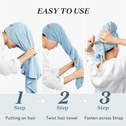 YFONG microfiber hair towel wrap with elastic band for fast drying curly hair