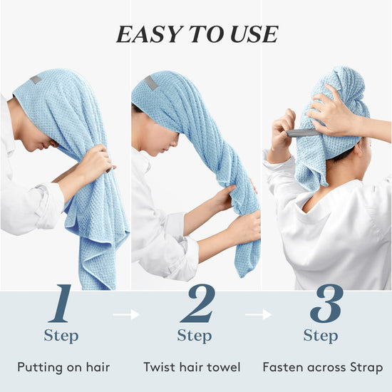 YFONG microfiber hair towel wrap with elastic band for fast drying curly hair