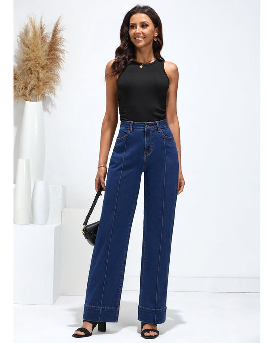 Luvamia wide leg jeans - trendy high waist straight leg baggy denim pants