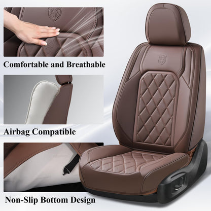 Coverado vehicle seat cover — luxury faux leather, waterproof, universal fit, brown