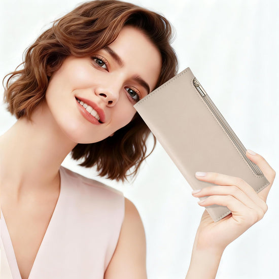 Tipmile bifold leather wallet with RFID blocking for women