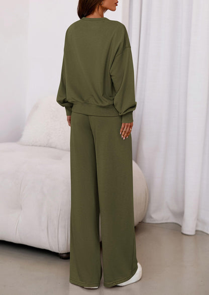 Coordinated outfit — PrettyGarden women's lounge set with long sleeve sweatshirt and wide leg pants