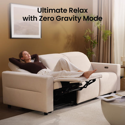 ModernMate Power Recliner Sofa Set with 3-Seater & Loveseat, Oversize Zero Gravity Modular Sectional Couch with Manual Adjustable Headrest, Zero Wall Hugger, USB & Type-C Ports, 27.6" Wide Seat, Beige