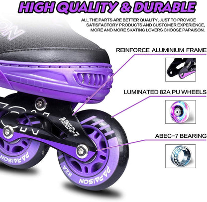 PAPAISON roller skates with light up wheels for kids and adults