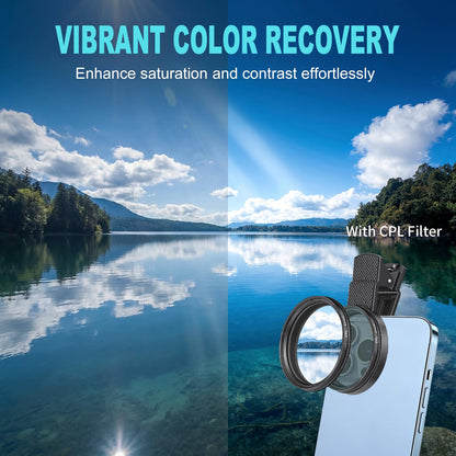52mm CPL Clip-On Polarizing Filter for Smartphones & DSLR Cameras
