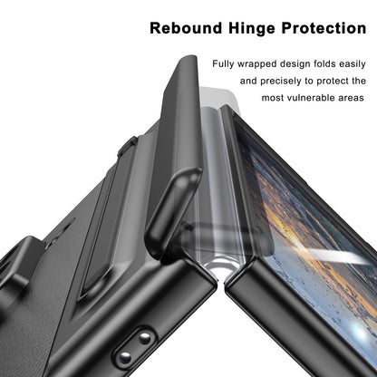 HOULEE for Samsung Galaxy Z Fold 7 Case with Built-in Screen Protector & Hinge Protection and S Pen, Premium Leather All-Inclusive Protective Phone Cover for Galaxy Z Fold 7- Black