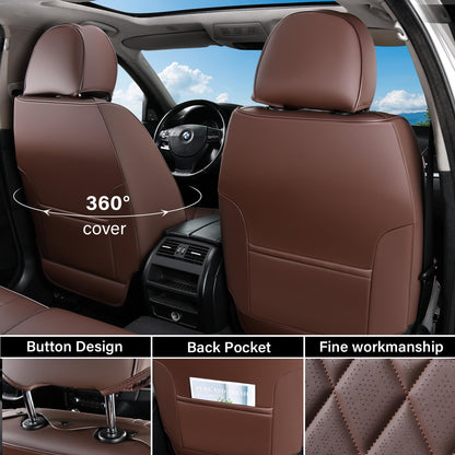 Coverado vehicle seat cover — luxury faux leather, waterproof, universal fit, brown