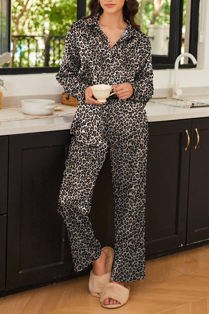 Ekouaer womens satin pajama set with button down top and elastic waist pants