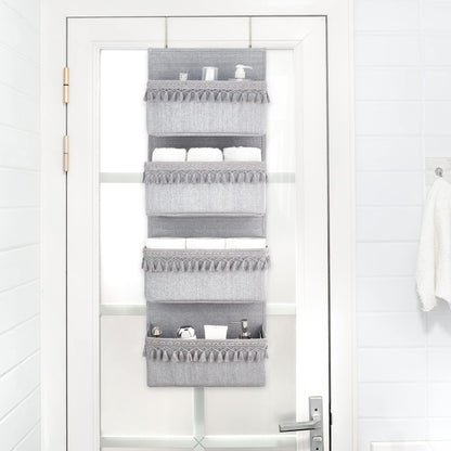 Dahey caddy - over the door organizer with tassels for closet and bathroom storage