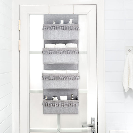 Dahey caddy - over the door organizer with tassels for closet and bathroom storage