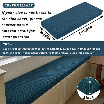 FGZTSZRWG bench cushion - Non-slip indoor window seat with washable cover, dark green 70x24x2in