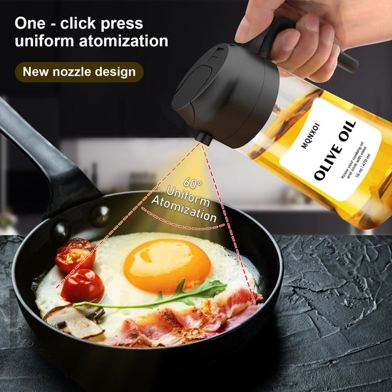 Bottle — 2 in 1 glass oil sprayer and dispenser with stickers, 16oz/470ml capacity