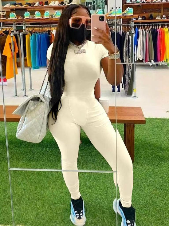 AYWA coordinated outfit — fitted crew neck tee and high waist leggings set