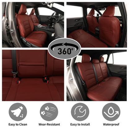 EKR Prius seat covers — Custom fit leather full set in burgundy for Toyota Prius 2016-2022 & Prius Prime 2020-2022