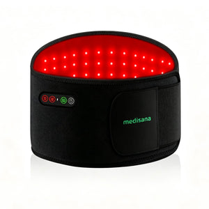 Medisana Red Light Therapy Belt for Body, 3-in-1 LED with 850nm & 660nm, 3 Light Modes, 3 Vibration Levels & Heat, 5000mAh Rechargeable, Adjustable Strap Red Light Therapy Belt for Back Pain