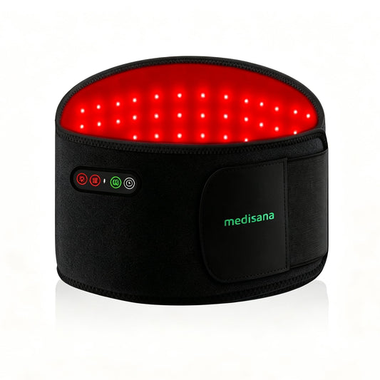 Medisana Red Light Therapy Belt for Body, 3-in-1 LED with 850nm & 660nm, 3 Light Modes, 3 Vibration Levels & Heat, 5000mAh Rechargeable, Adjustable Strap Red Light Therapy Belt for Back Pain