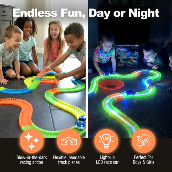 Ontel Magic Tracks glow in the dark bendable racetrack with LED race car