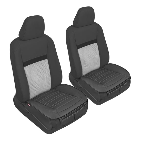 Motor Trend vehicle seat cover — Faux leather with storage pockets, 2-pack black padded