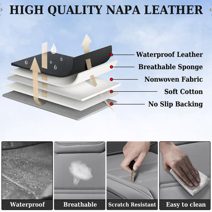Coverado car seat covers - waterproof leather seat protectors in gray