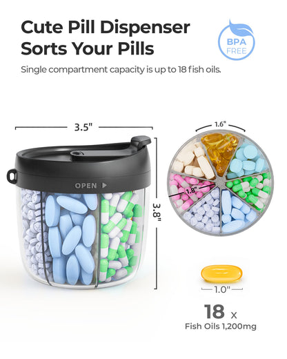 Personal pill dispenser — Cute design with 7 large compartments