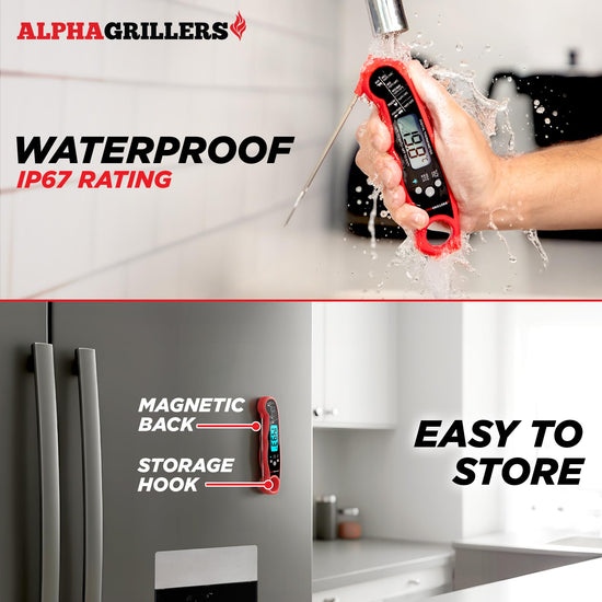 Alpha Grillers meat thermometer – instant read digital cooking thermometer for grilling