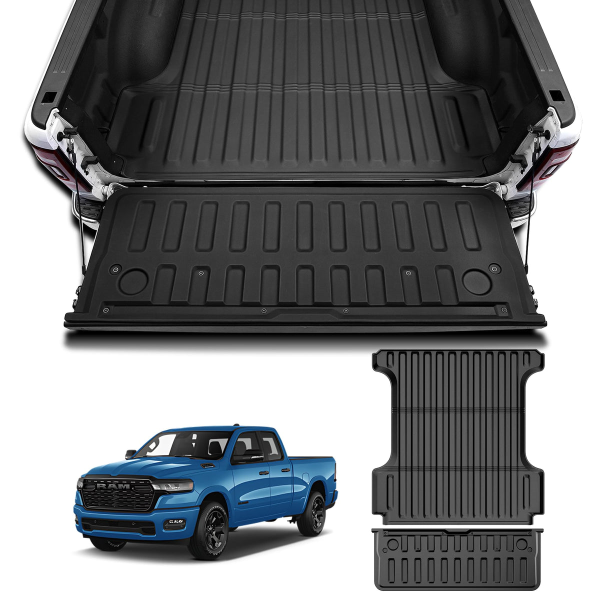 AOMSAZTO truck bed mat and tailgate liner for 2019-2026 Dodge Ram 1500 short bed