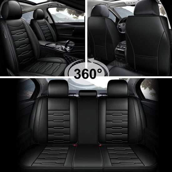 AOMSAZTO vehicle seat cover — Waterproof black faux leather with airbag compatibility