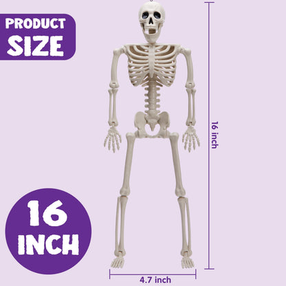 JOYIN sculpture — posable Halloween skeleton decor, 16 inches, 5 pieces set