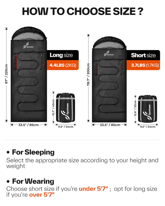 Sportneer sleeping bag — walkable design with arm zippers for versatility