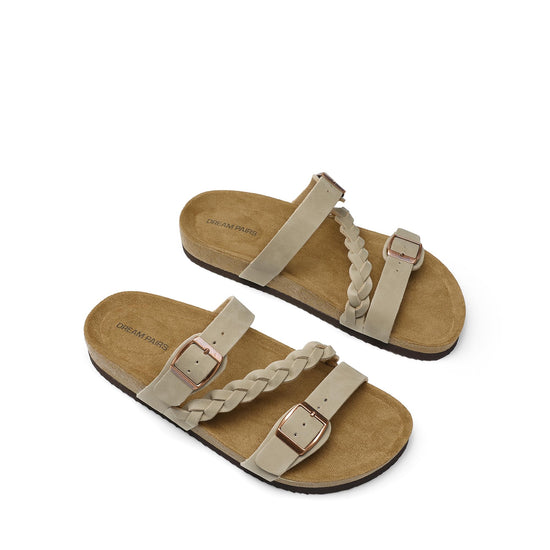 Sandal — Soft cork footbed with adjustable buckle and arch support