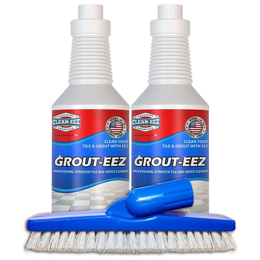 Clean-eez grout cleaner with stand-up brush attachment - heavy-duty scrubber for tile and grout 32 oz.