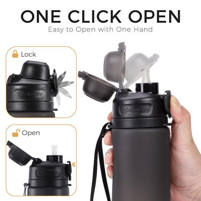 TakeToday collapsible water bottle — foldable silicone design with straw and strap