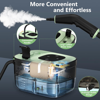 Steam cleaner — Portable handheld steamer with 16 accessories and 6 adjustable levels