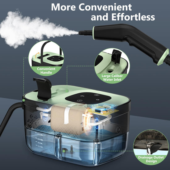 Steam cleaner — Portable handheld steamer with 16 accessories and 6 adjustable levels