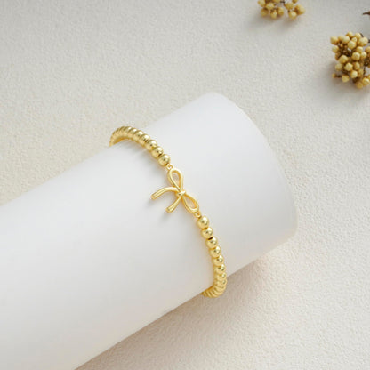 Bracelet — 14K silver gold plated handmade beaded with charm design