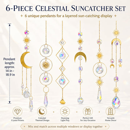 Hanging ornament — Crystal prism sun catcher with chain pendant for window