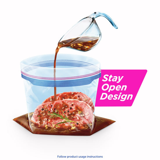 Ziploc quart food storage bags — new stay open design with stand-up bottom