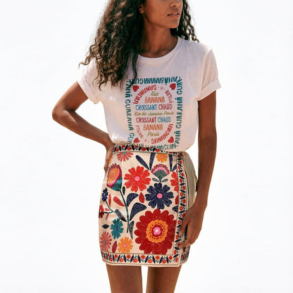 Talakeno women’s floral wrap skirt with tie side design