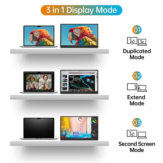 WCV portable monitor — 15.6 inch 1080P ultra-slim travel monitor with kickstand
